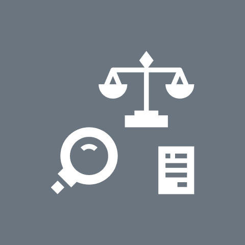Magnifying glass, scales, and document icons