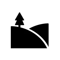 Landscape icon with tree and hills