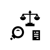 Magnifying glass, scale, and document icons